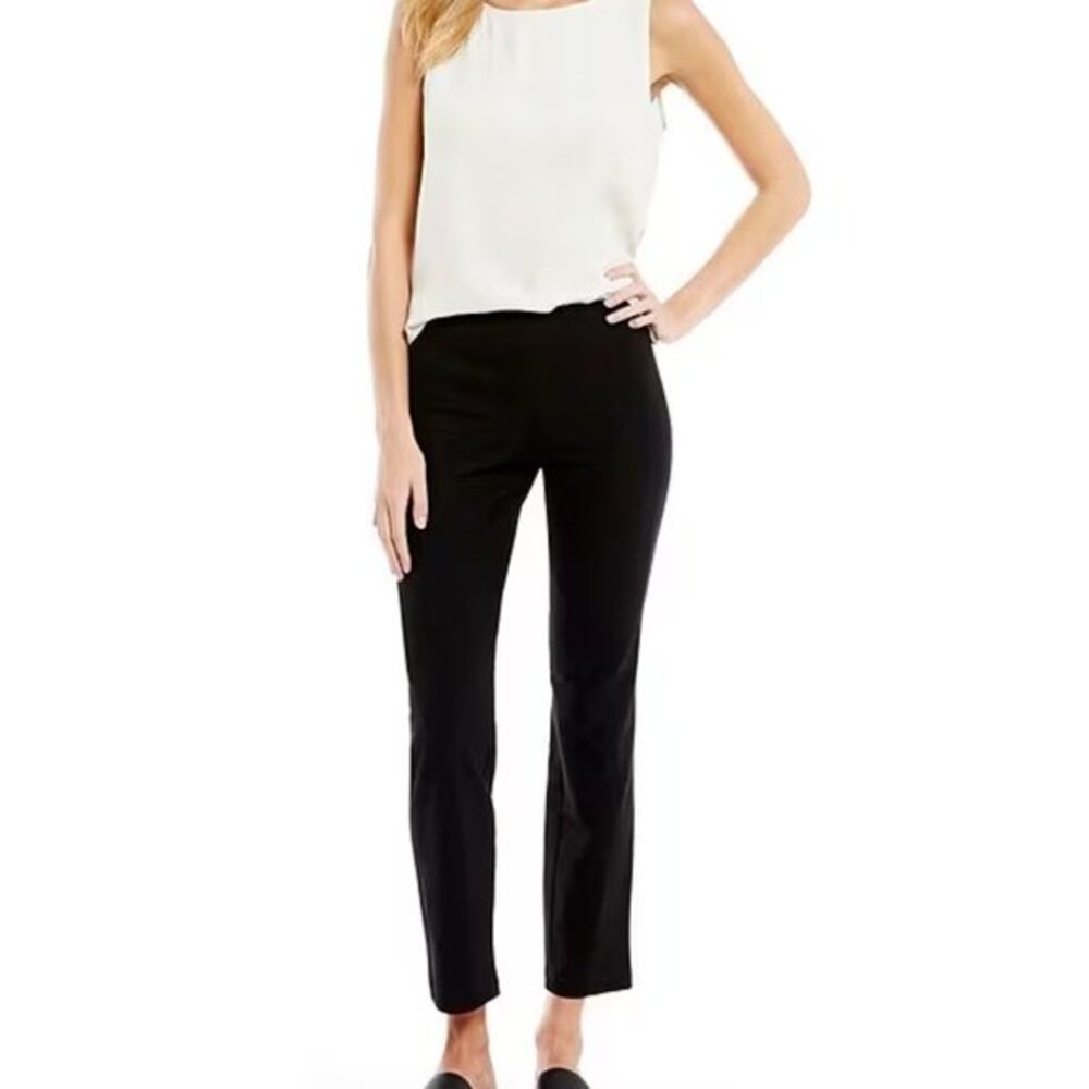 Eileen Fisher Heavy Viscose Ankle Pants Women PM Elastic waist Flat Front Black